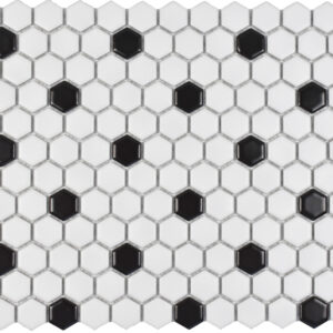 CC105 White & Black 1" Hexagon