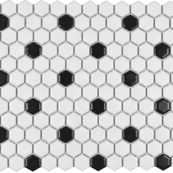 CC105 White & Black 1" Hexagon
