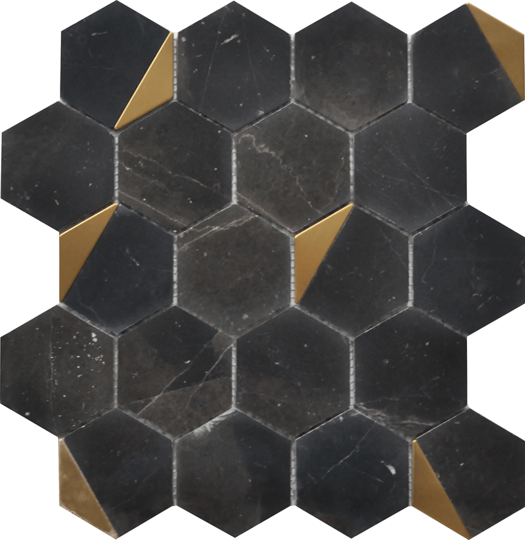 Roca Rockart Nero Marquina Metal Hexagon